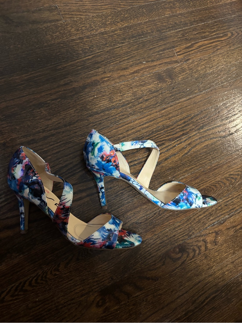 UNISA, Floral Blue Multi-Strap Women’s Dress Heels, Size 7 1/2M